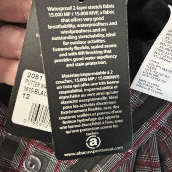 NWT Abacus Golf rain Pants Women US 12 / UK 16. Black red grey - Picture 5 of 8